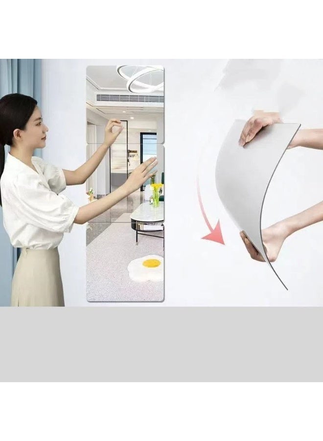 Flexible Mirror Wall Sticker Sheet, Self-Adhesive Unbreakable Acrylic Non-Glass Body Mirror for Home Gym, Bedroom, Door & Living Room - Image 3